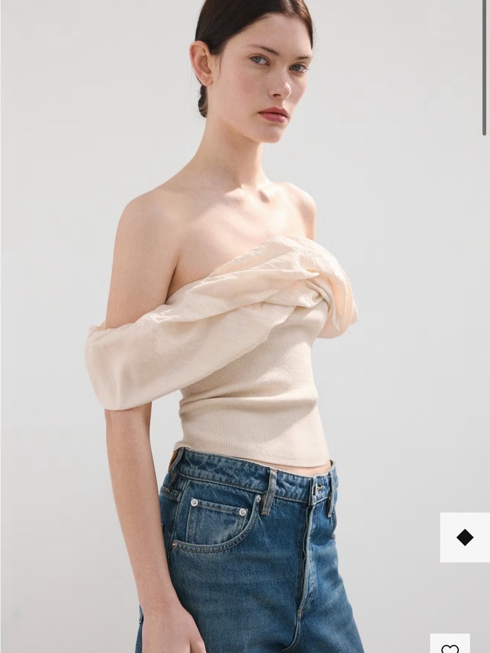 Mango Off-Shoulder Cream Blouse - NWT - Size M